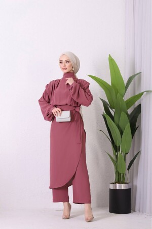 Damen-Hijab-Overall mit Rock aus importiertem Stoff SMS011 – Dusty Rose - 1