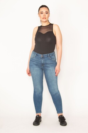 Damen-Jeans, große Größe, Blau, 5 Taschen, Lycra, Skinny-Jeans, 65n33009 - 1