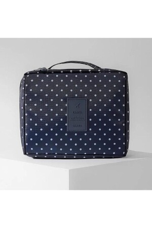 Damen-Make-up-Tasche mit marineblauem Polka-Dot-Muster - 1