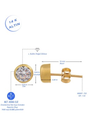 Damen-Ohrring mit einem Stein, 14 Karat Gold - 5