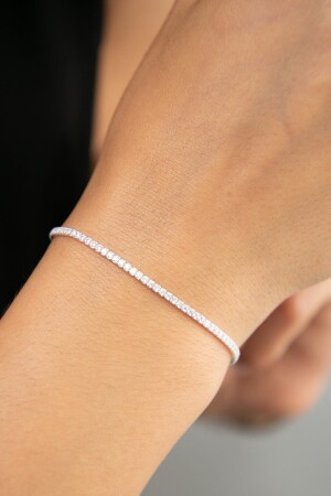 Damen-Silberarmband mit weißem Zirkonstein und Wasserweg für Damen - 4