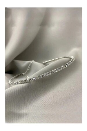 Damen-Strass-Halsband aus Silber - 4