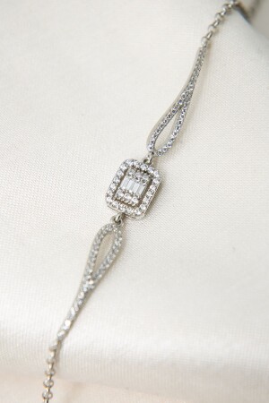 Damenarmband aus 925er-Sterlingsilber mit Rhodium-Zirkon-Baguette-Stein - 6