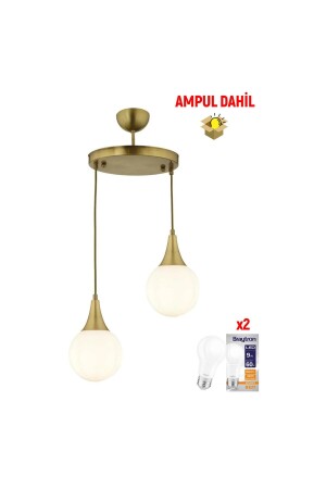 Damla 2 Li rund antik – inklusive LED-Glühbirne, moderner Flur, Küche, Wohnzimmer, Hängelampe, Kronleuchter 3062-1750-FR-A-1 - 5