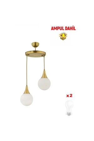 Damla 2 Li Yuvarlak Eskitme -Led Ampul Dahil Modern Koridor Mutfak Salon Sarkıt Avize 3062-1750-FR-A-1 - 2