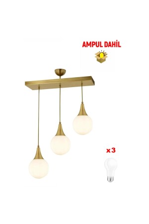 Damla 3 Lü Sıralı Eskitme -Led Ampul Dahil Modern Koridor Mutfak Salon Sarkıt Avize 3062-1750-3S-FR-A - 2