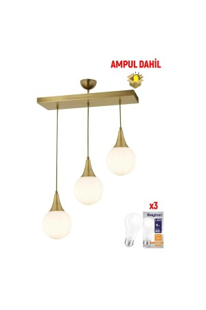 Damla 3 Lü Sıralı Eskitme -Led Ampul Dahil Modern Koridor Mutfak Salon Sarkıt Avize 3062-1750-3S-FR-A - 4