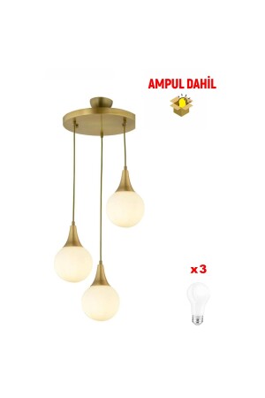 Damla 3 Lü Yuvarlak Eskitme -Led Ampul Dahil Modern Koridor Mutfak Salon Sarkıt Avize 3062-1750-FR-A-1 - 4