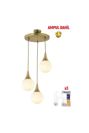 Damla 3 Lü Yuvarlak Eskitme -Led Ampul Dahil Modern Koridor Mutfak Salon Sarkıt Avize 3062-1750-FR-A-1 - 6