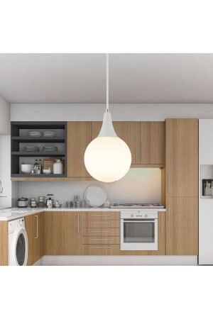 Damla Single White Modern Pendelleuchte Küche Wohnzimmer Pendelleuchte Kronleuchter 3062-1750-1D-WH - 2