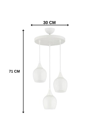 Damlam 3-teiliger moderner Kronleuchter aus weißem Glas – Hängelampe aus weißem Glas – Schlafzimmer – Wohnzimmer – Küche – Flur – Büro - 5