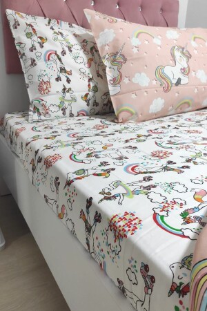 Danseden Unicorn 4 Parça Lastikli Çarşaflı Tek Kişilik (100X200 CM) Nevresim Takımı - 4