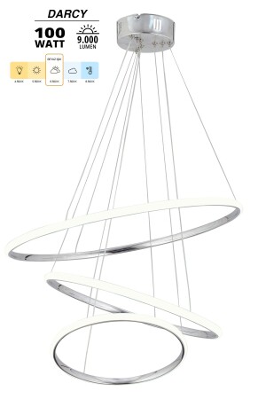 Darcy 45 x 35 x 25 großer Kreis, Chrom, moderne Hängelampe, weißes Licht, LED-Kronleuchter - 6