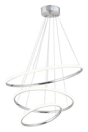 Darcy 45 x 35 x 25 großer Kreis, Chrom, moderne Hängelampe, weißes Licht, LED-Kronleuchter - 8