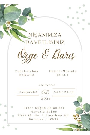 Davetiye- Düğün Davetiyesi- Nikah Davetiyesi- Nişan Davetiyesi (50 ADET) Zarf Dahildir - 1