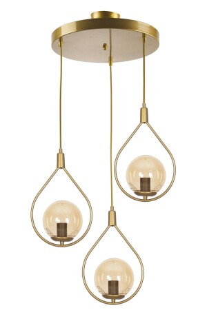 Deco Modern Design Antik Gold Farbe Honigglas Reihe Wohnzimmer - Küche - Schlafzimmer 3-teiliger Kronleuchter DCO33 - 1