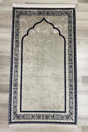 Dekoratif Dijital Baskılı Siyah Kaymaz Taban Seccade Namazlık 75 x 120 - 3