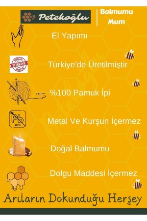 Dekoratif Doğal Petek Balmumu Mum Bal Kabağı Çiçekli Set Bal Mumu Mum Hediyelik m170 - 8