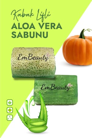 Dekoratif Hediyelik Doğal Kabak Lifli Aloe Vera Sabunu 130 gr 768 - 3