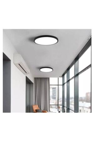 Dekoratif Modern Tavana Sıfır Plafonyer Panel Led Avize Siyah Kasa 6500K Beyaz Işık 15wsiyah2 - 4