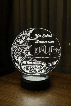 Dekorative Geschenk-LED-Tischlampe mit Ya Şehr-i Ramadan-Figur – batteriebetriebener Sockel - 3