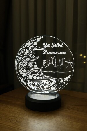 Dekorative Geschenk-LED-Tischlampe mit Ya Şehr-i Ramadan-Figur – batteriebetriebener Sockel - 4