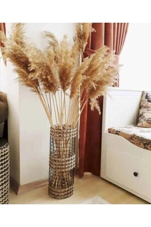 Dekorative Jute-Stroh-Metalldraht-geflochtene, handgefertigte Blumen-Pampas-Vase, drei Zöpfe, 50 cm, Ab282828373 - 2