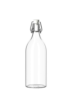 Dekorative Korkenglas-Wasserflasche mit Verschlussdeckel, 1 Liter gemusterte, verschließbare Glasflasche - 1