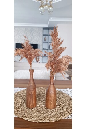 Dekorative Vase Blumentopf Holz 2er Set Größe 18 cm 15 cm - 2