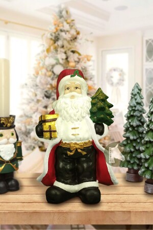 Dekorative Weihnachtsmann-Skulpturfigur mit Geschenk (27 x 18 cm) Decorative_Santa_Claus_Sculpture_Tinubin - 2