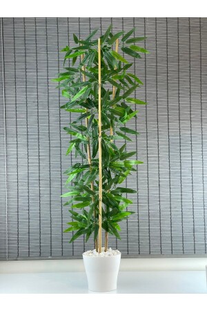 Dekorativer künstlicher Bambusbaum mit 3 Stämmen, 110 cm, neues Produkt, 100 % Bambus - 3