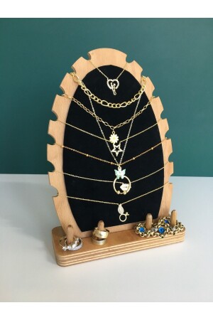 Dekorativer ovaler Schmuck-Organizer aus Holz, Ständer für Halskette, Armband, Ring, Zubehör-Organizer TYC00513479104 - 2