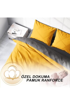 Deluxe Renforce Çift Kişilik Nevresim Takımı %100 Pamuk Sarı-gri014533 0145532652 - 4