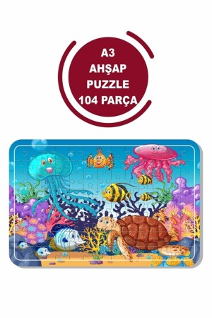 Deniz Canlıları A3 104 Parça Puzzle- Oyuncak- Yapboz - 3