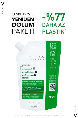 Dercos Anti-Schuppen Anti-Schuppen-Pflegeshampoo – Trockenes Haar – Nachfüllpackung 500 ml - 4