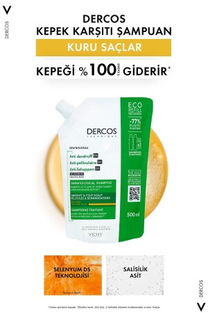 Dercos Anti-Schuppen Anti-Schuppen-Pflegeshampoo – Trockenes Haar – Nachfüllpackung 500 ml - 8