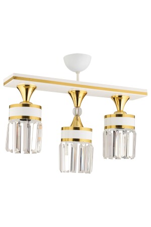 Derin 3 Lü Beyaz Gold Kristal Taşlı Caka Modern Lüks Avize 3016 - 4