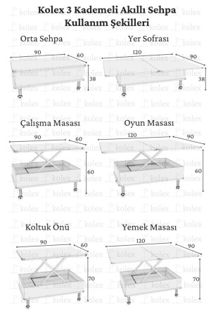 Desensiz 3 Kademeli Tekerli Akıllı Sihirli Sehpa Çam Renk DESENYOKADT - 6