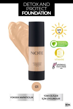 Detox & Protect Fondöten Canlandırıcı Etki 01 Beige - 2