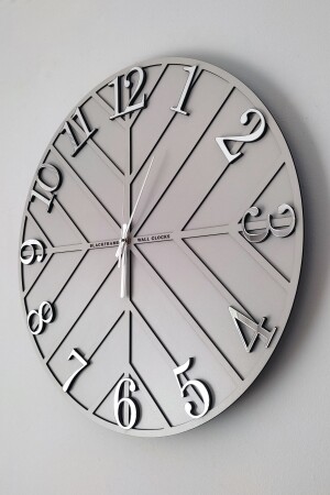 – Diagonale Linien – Hellgrau und Silber – 50 cm große Wanduhr - 5