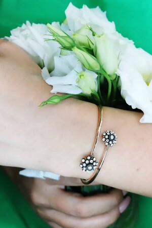 Diamantarmband mit doppelter Blume und Rose - 2