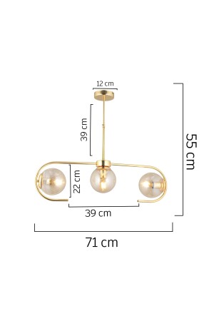 Diaspor 3-teilige goldene moderne Pendelleuchte für junges Zimmer, Schlafzimmer, Retro-Wohnzimmer, Kronleuchter 3948-03-GD - 6