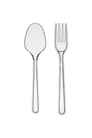 Dickes Hartplastik-Gabel- und Löffel-Set, 200-teilig, luxuriöser großer Plastiklöffel und Gabel, transparent - 2