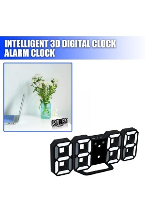 Digitale dekorative Tisch- oder Wanduhr mit weißer LED und schwarzem Gehäuse 1999schwarz - 10