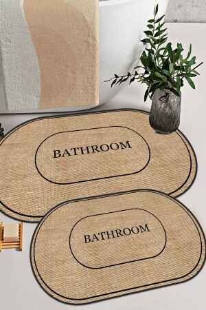 Digitales, rutschfestes, waschbares Badezimmer-Toilettenset in Jute-Optik - 2