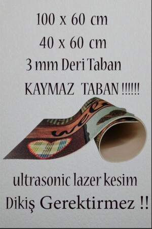 Dijital Baskı Kaymaz Taban Yıkanabilir 2'li Banyo Paspas Takımı 60x100 - 40x60 - 4