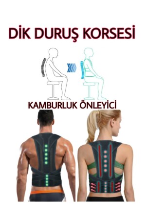 Dik Duruş Korsesi Kadın Erkek Ortopedik Durmak İçin Sırt Korse Kamburluk Önleyici Bel Siyah Ortopedik Posturex Erkek Medikal Aparatı - 6