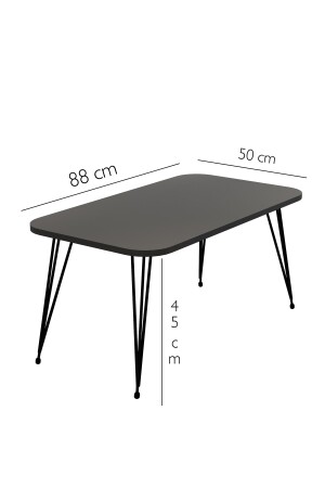 Dikdörtgen Orta Sehpa Oval Kenar Dekoratif Sehpa Orta Sehpa Metal Tel Ayak Ahşap OrtaSehpaTelAyakM1M - 6