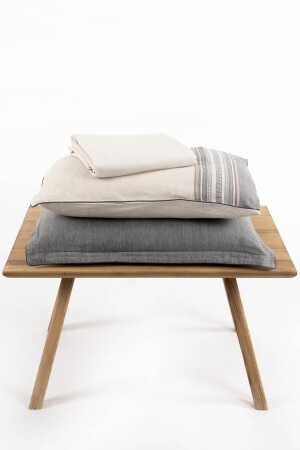 Dila Doppelbett-Bettbezug-Set, 100 % Bio-Baumwollleinen, beige-grün, 200 x 220 cm, NVRDLA200 x 220 - 6