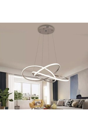 Dimmerli Modern Sarkıt Led Avize Krom Kademeli 3 Renk Işık Kumandalı burenze975 - 3